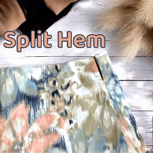 Tummy Control Abstract Floral Print Pull On Cropped Split Hem Pants - Picture 4 of 6